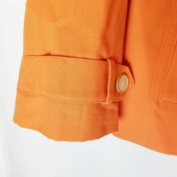 Talbots Collection Orange Italian Fabric‎ Cotton Button Down Jacket Size 14P - Picture 6 of 11